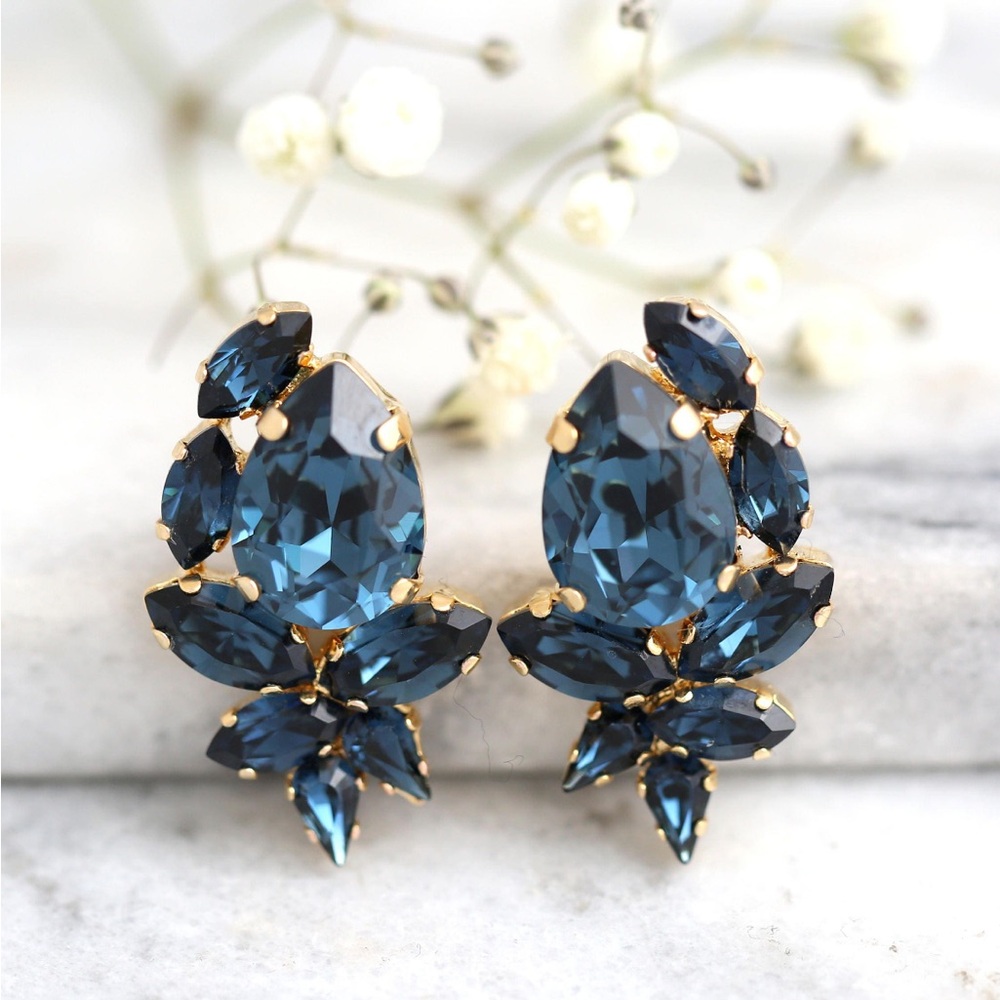 Blue Cluster Earrings